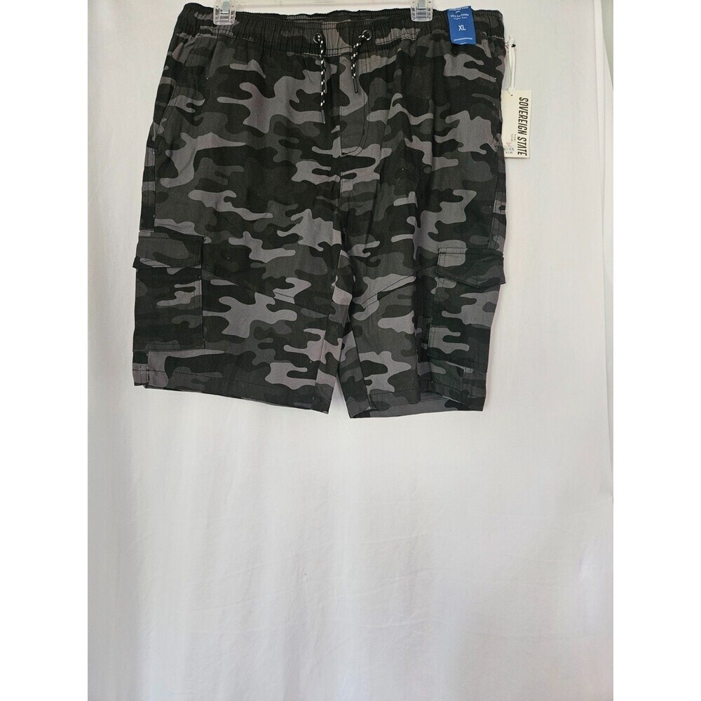 Sovereign State Shorts Men‎ XL Green Gray Black Camo Drawstring Waist Elastic